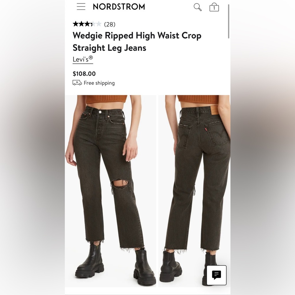 Levi’s Wedgie Ripped High Waist Crop Straight Leg Jeans